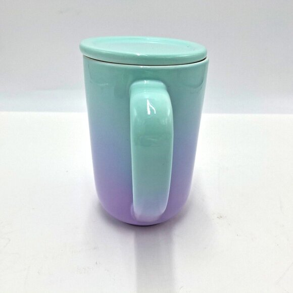 Davids Tea Nordic Mug with Lid Turquoise and Purple Ombre No Infuser Small Mark - Picture 2 of 10